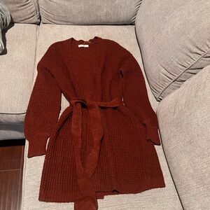 Women's Burnt Orange Knit Cardigan Sweater